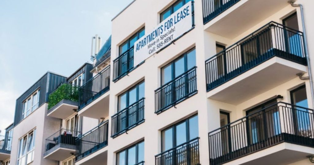 Tampa Bay apartment skyline with text overlay showing rents hit a 4-year low in 2026